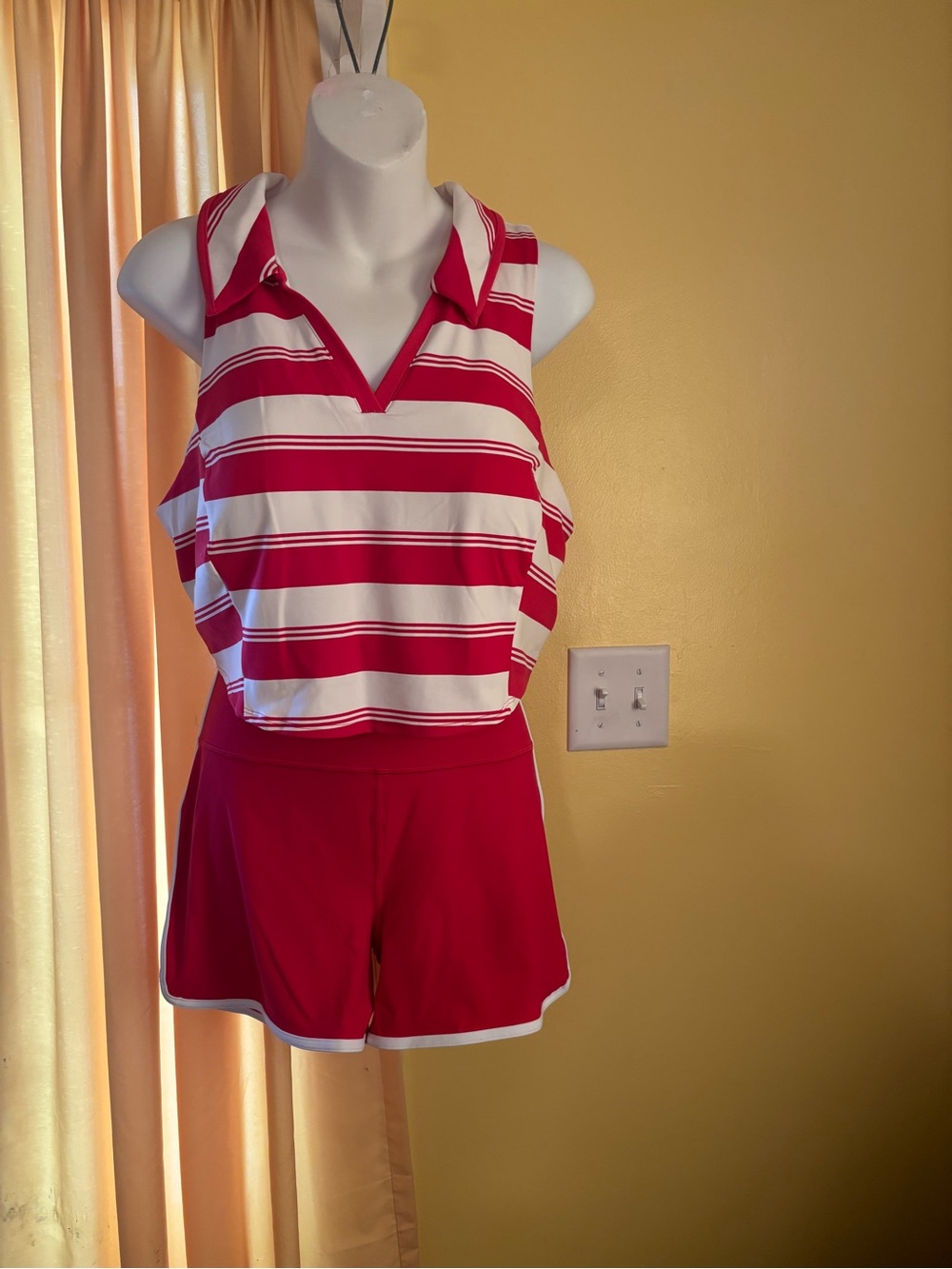 all in motion Red and White Striped Athletic Shorts Set